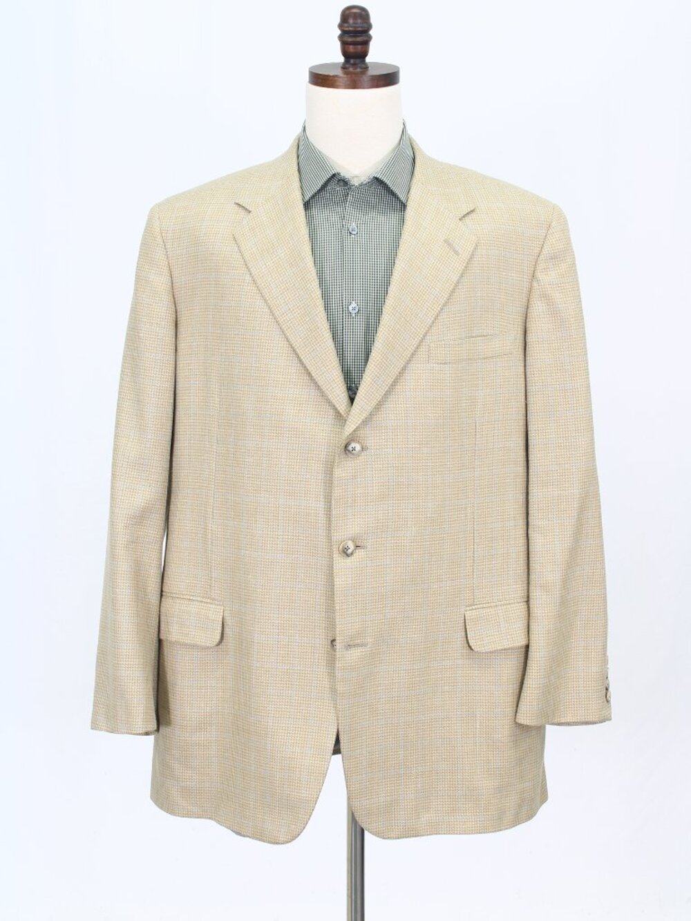 Tom James 48L Beige Blazer Sport Coat Jacket 3-Button Check M517